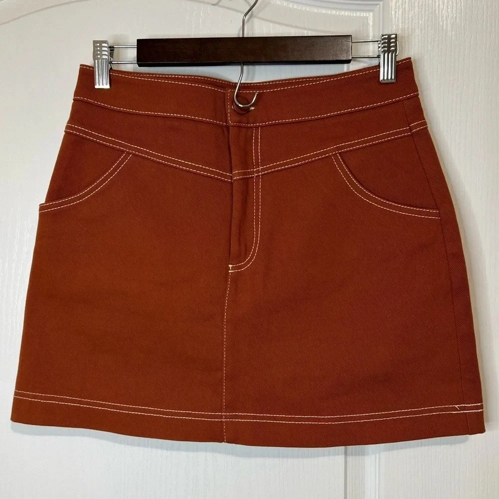 ZARA Brown Seamed Mini Skirt Size M